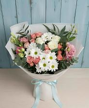 Букет цветов из:  Розы, Лизиантусы и Хризантемы в Гаврилов-Посаде