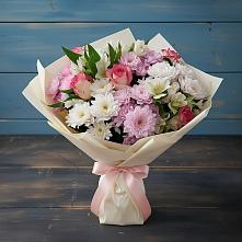 Букет цветов из:  Хризантемы, Альстромерии и Розы в Гаврилов-Посаде