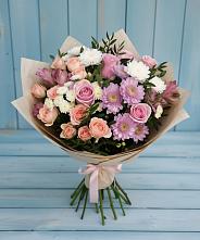 Букет цветов из:  Хризантемы, Розы и Альстромерии #REPLACE_PRED# Гаврилов-Посаде