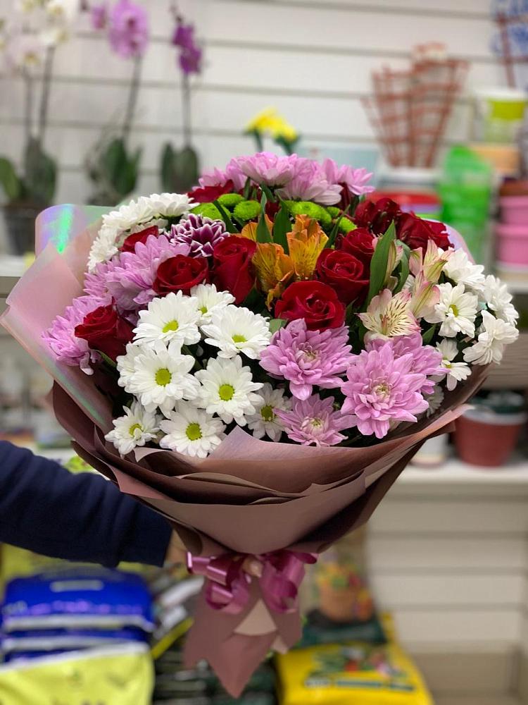 Букет цветов из: Розы, Хризантемы и Альстромерии в Гаврилов-Посаде