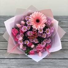 Букет цветов из:  Розы, Герберы и Хризантемы в Гаврилов-Посаде