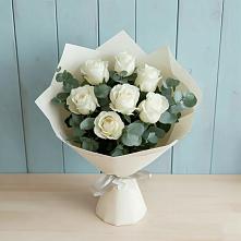 Букет Белые розы в Эвкалипте #REPLACE_PRED# Гаврилов-Посаде