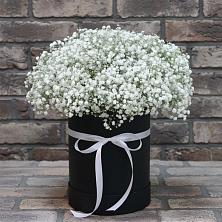 Цветочная композиция из Гипсофила в шляпной коробке в Гаврилов-Посаде